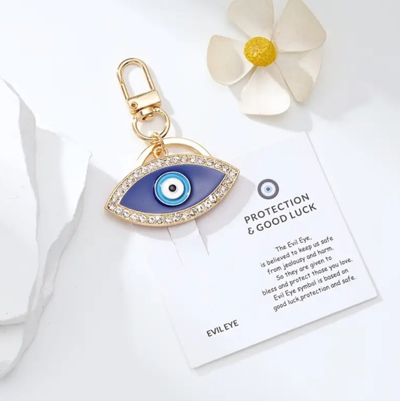 Rhinestone "Evil Eye" Keychain Bag 🎒👜 Charm ~ Protection, Luck🍀(Small Size) - Picture 1 of 12